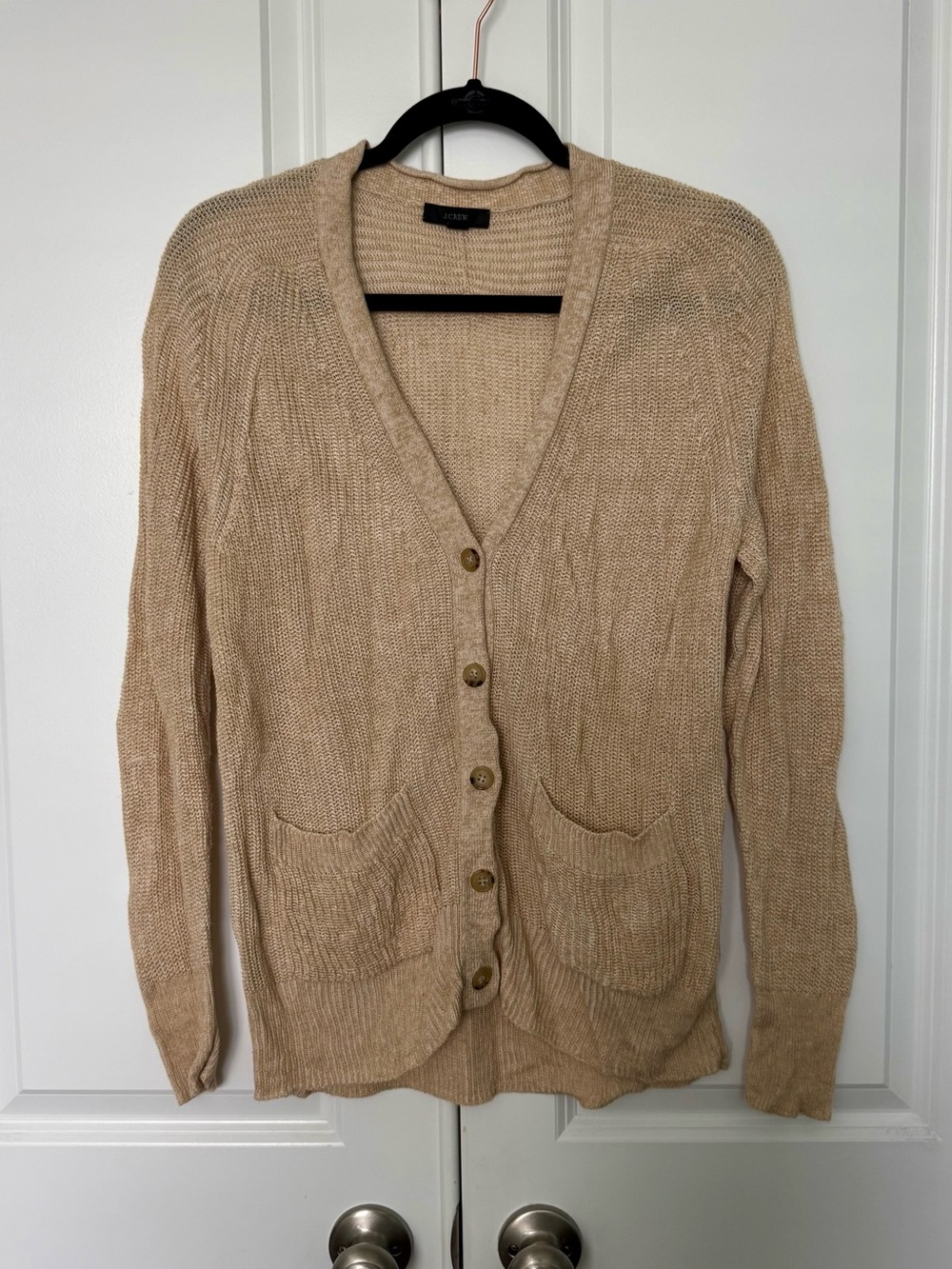 J. Crew Beige Knit Button-Front Cardigan